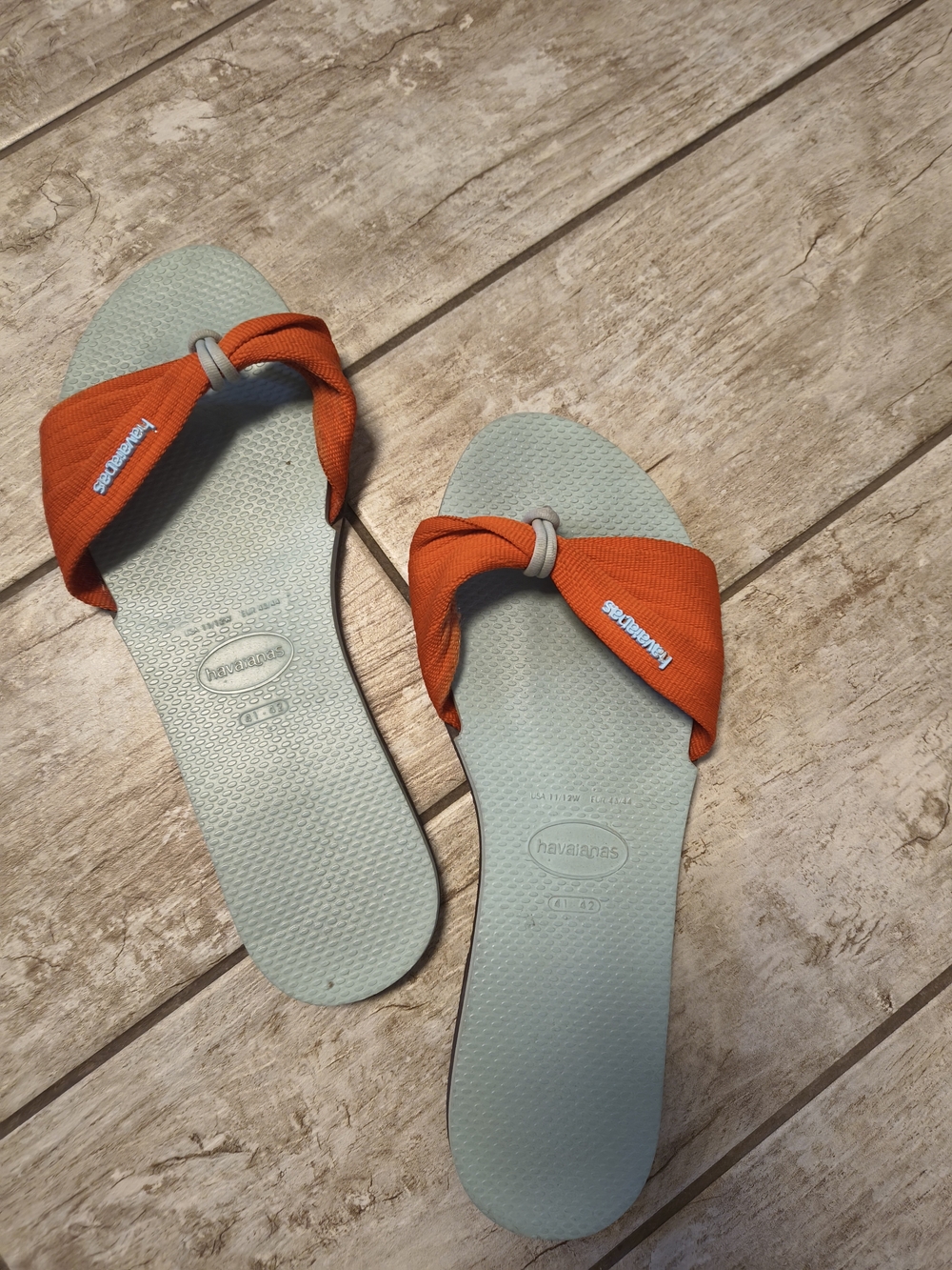 Havaianas Women's Twist Sandals - Lt.Blue & Orange Size 41/42 Brazilian 11 US